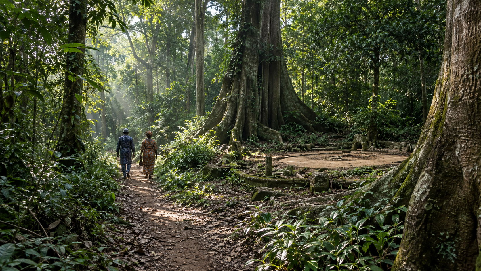 Forest path near the sacred landscape associated with Bilikisu Sungbo at Oke-Eri.