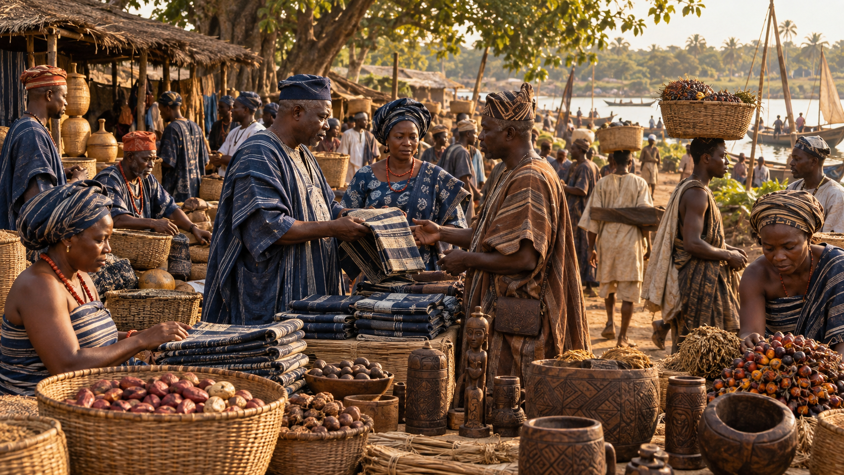 Ijebu merchants trading goods between the Yoruba interior and coastal markets.
