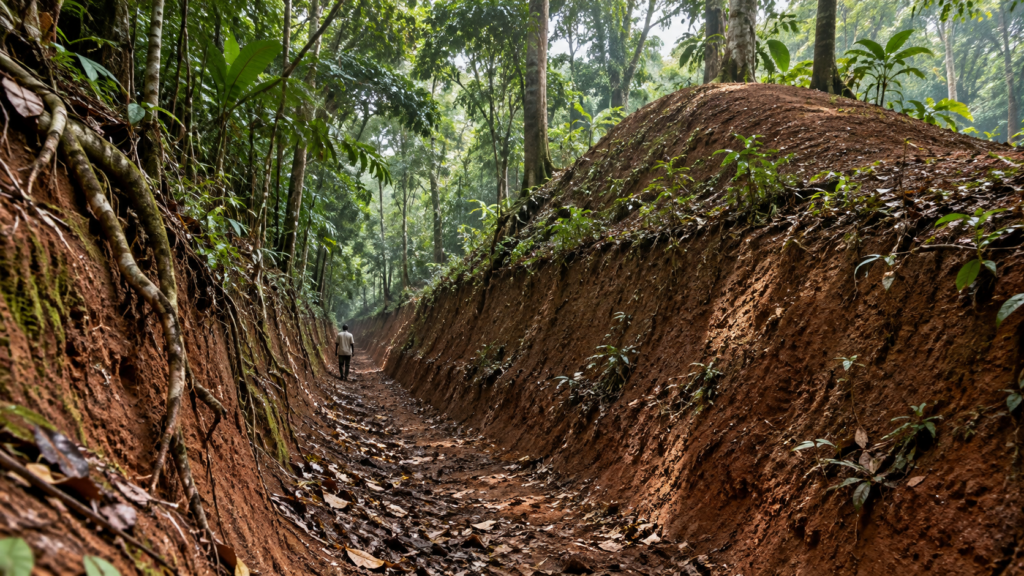 Sungbo's Eredo earthwork cutting through the forest near Ijebu-Ode.