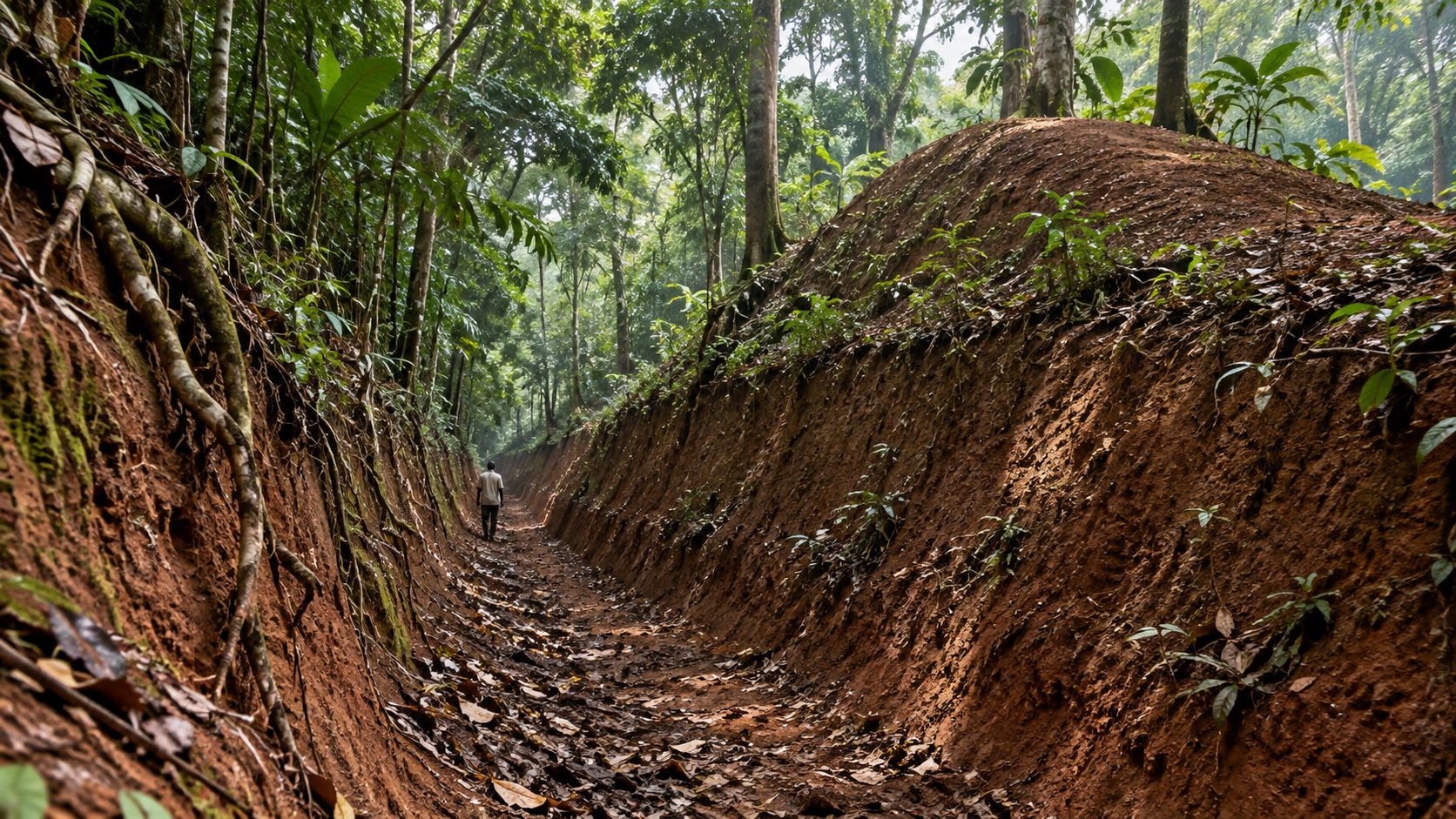 Sungbo's Eredo earthwork cutting through the forest near Ijebu-Ode.